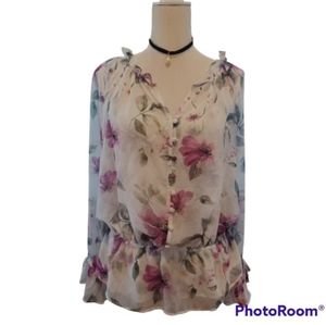 WHBM   floral blouse with Cami attached underneath.